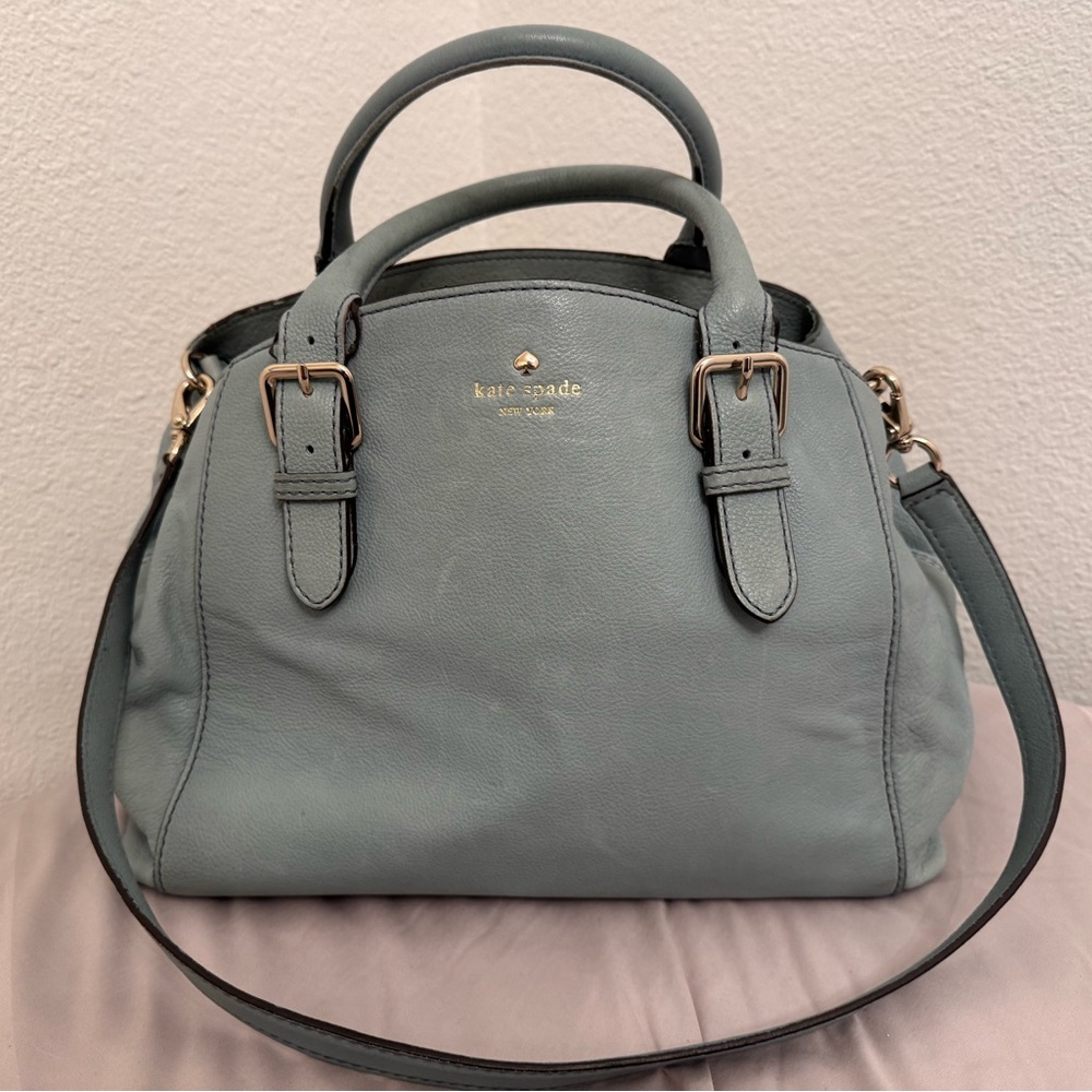 Kate Spade NY Brighton Park Small Sloan Satchel - Pebble Leather in Dusty Blue